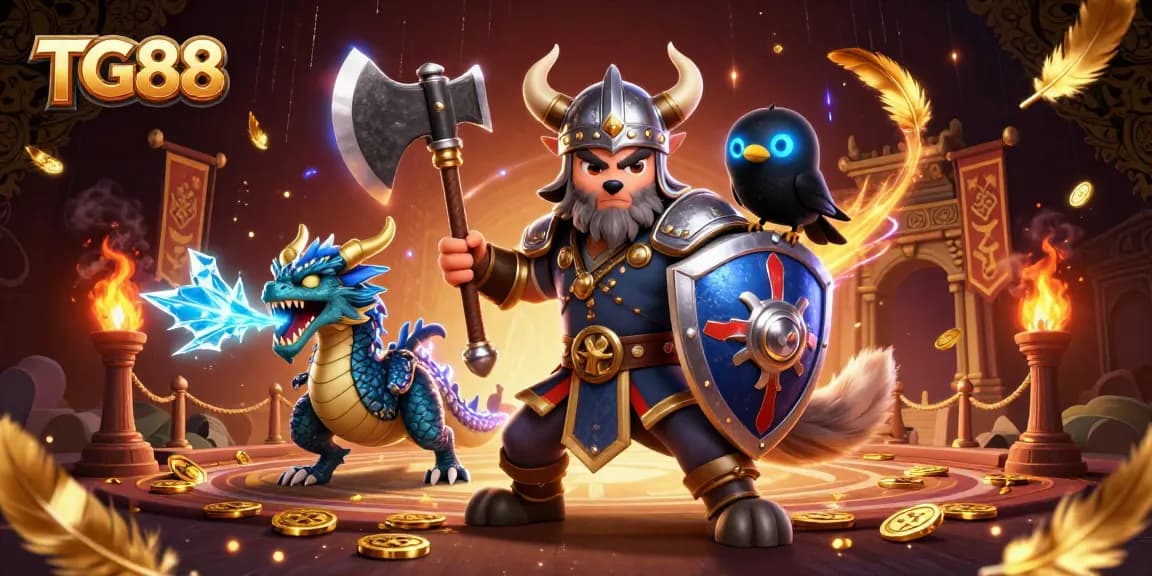 Experience exciting gameplay at TG88 with a vibrant Viking wolf warrior scene full of dynamic energy.