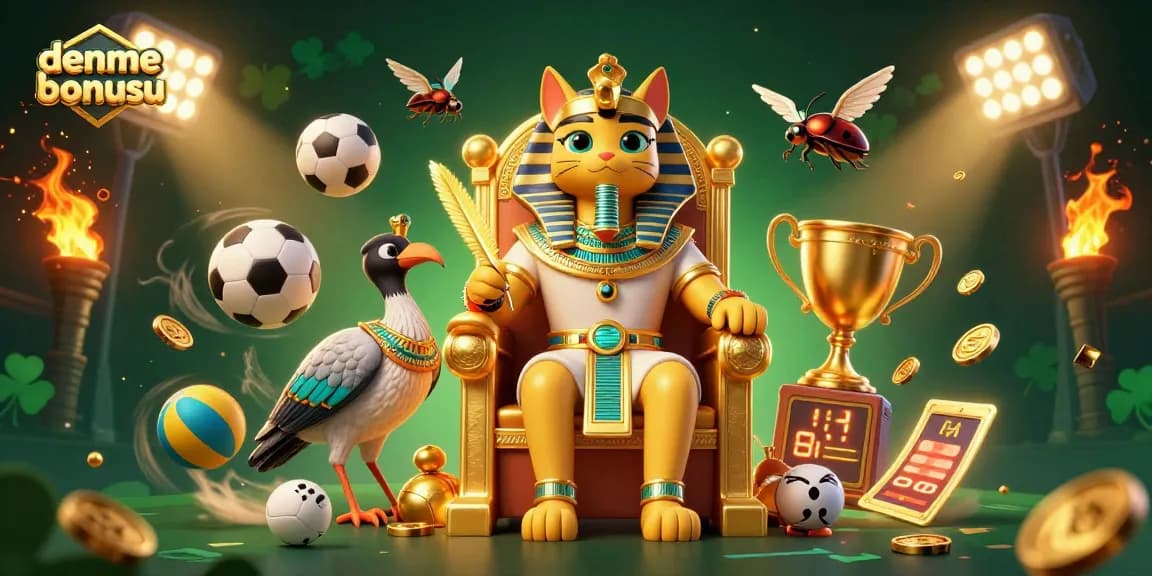 Experience the excitement of deneme bonusu with a vibrant 3D casino illustration packed with game elements.