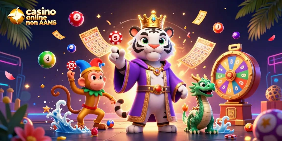 Giorni di divertimento nei casino online non AAMS con una tigre e un drago animato tra i giochi.