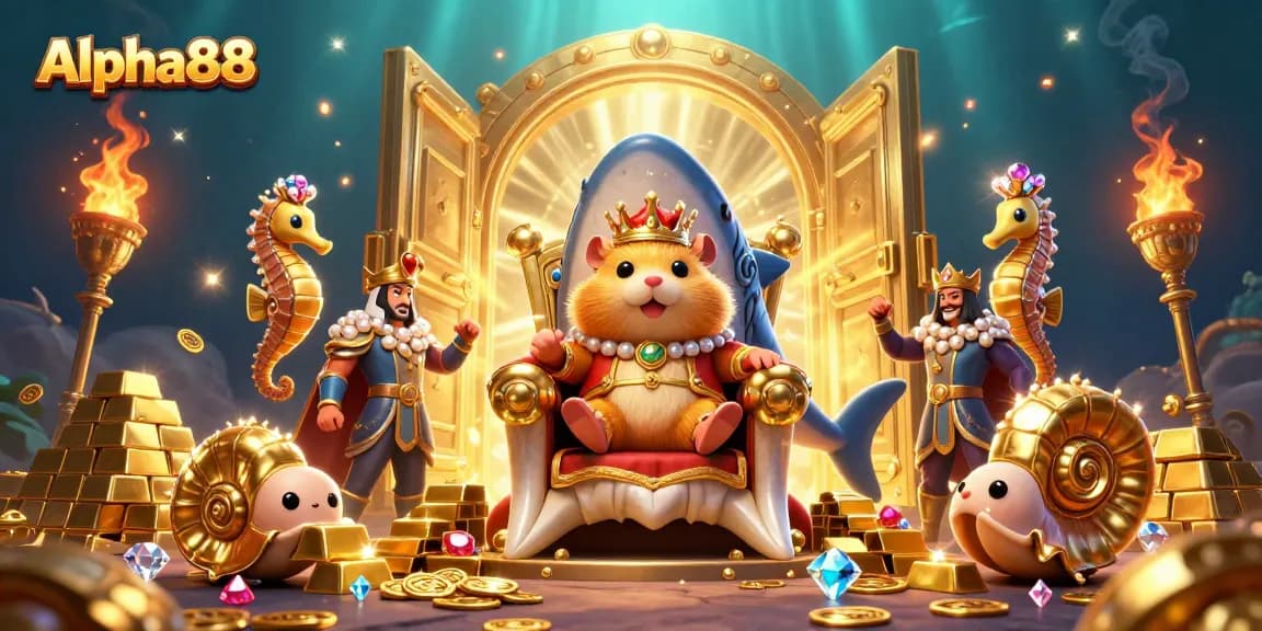 Engage with Alpha88 as the golden hamster king rules a treasure-filled casino realm.