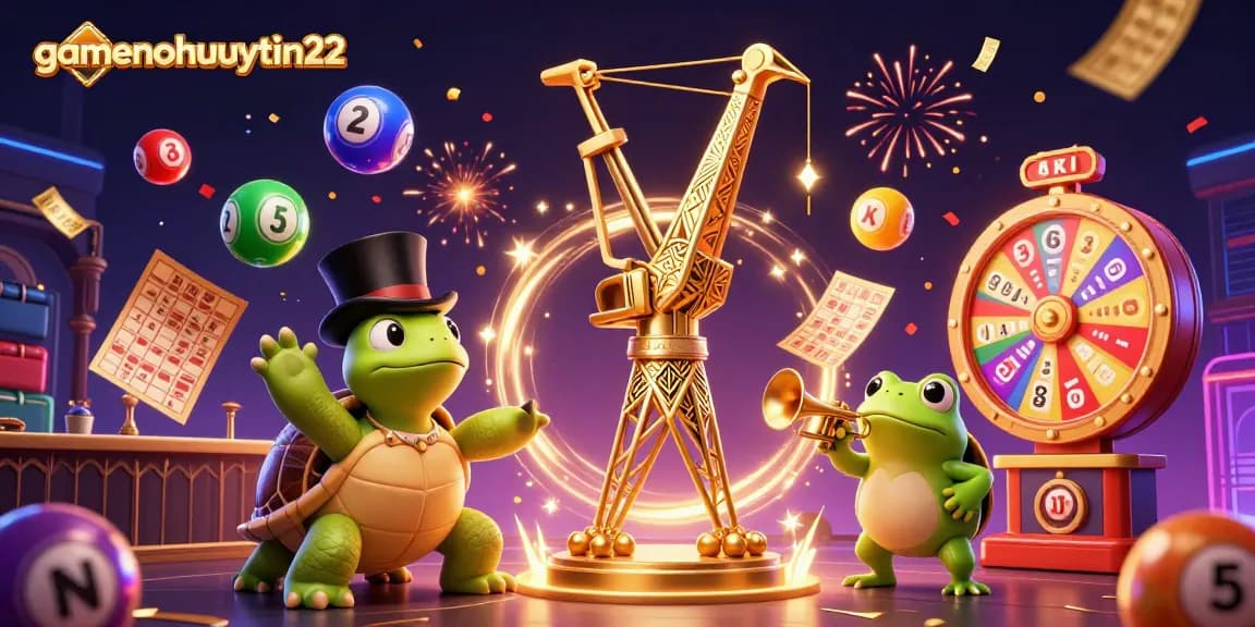 Engage with gamenohuuytin22 through vibrant colors and lively gaming characters at a virtual casino celebration.