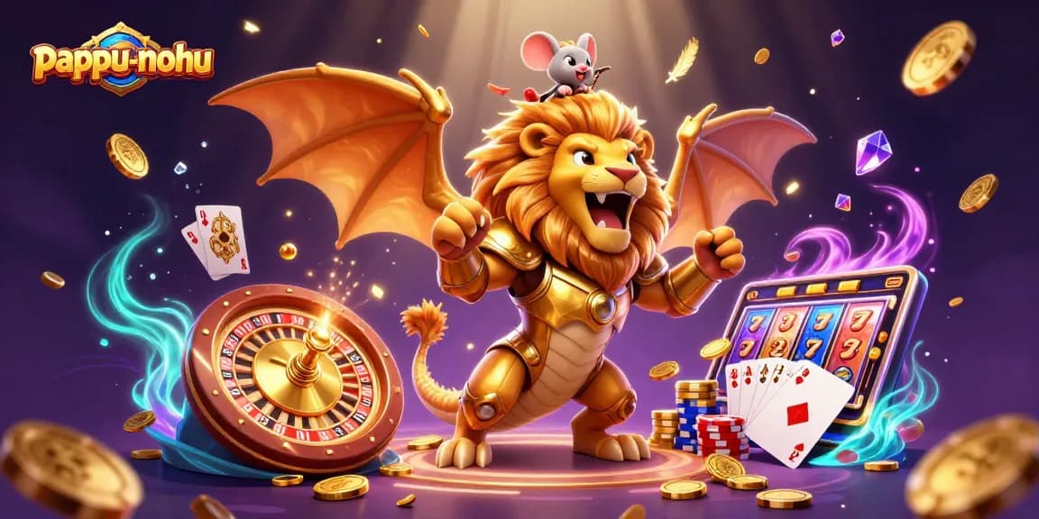 Pappu-nohu entertains with roaring creatures, cascading coins, and vibrant casino action.