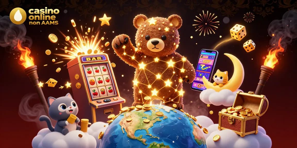 Giocando nel casino online non AAMS con simboli di jackpot e animali stellari.