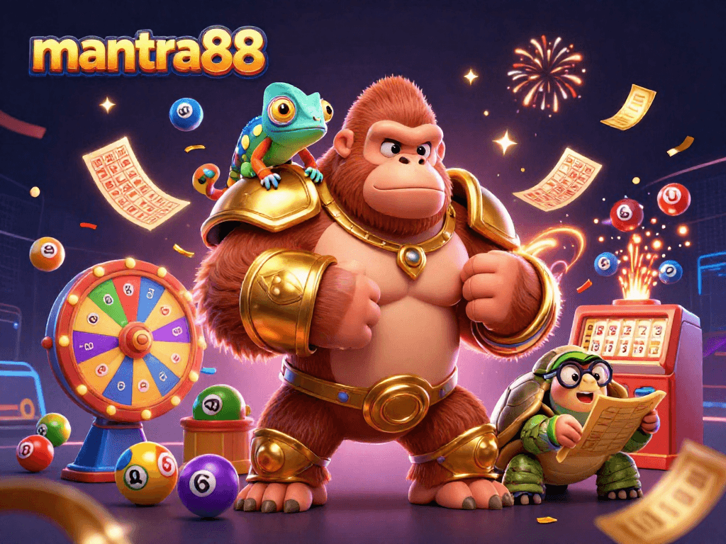 Engage in exciting gameplay with mantra88, featuring dynamic characters and colorful gambling elements.