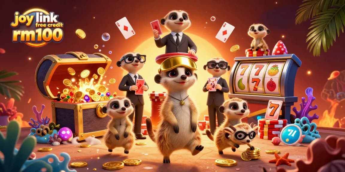 Experience joy link free credit rm100 as meerkats manage a lively casino scene filled with wealth and excitement.