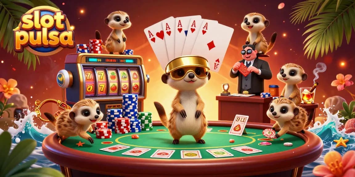 Engage with thrilling slot pulsa action amid a lively meerkat casino scene.
