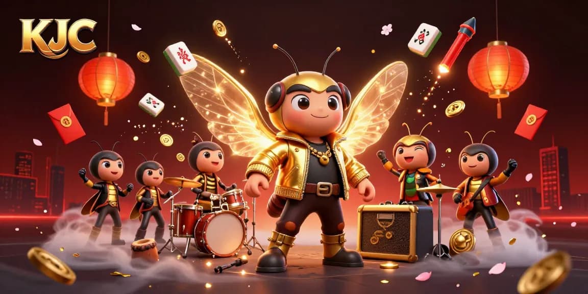 KJC gathers players in a vibrant 3D illustration featuring a rock star cicada and dynamic game elements.