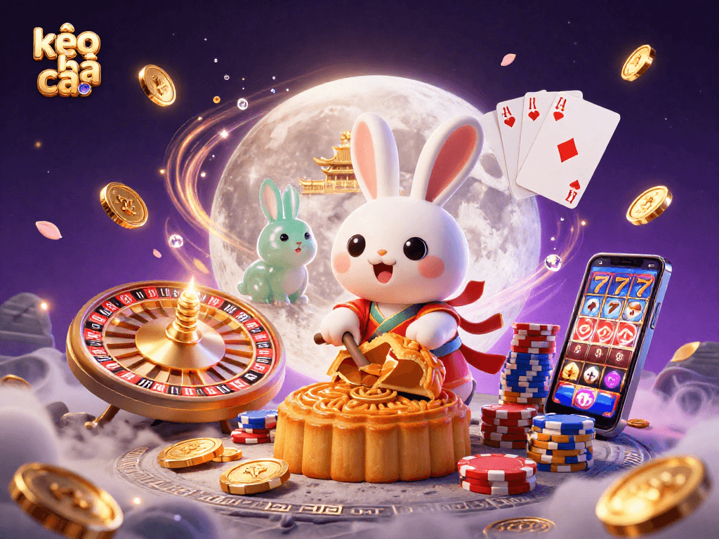 Spin and win with the kèo nhà cái as a moon rabbit reveals poker chips from mooncakes.