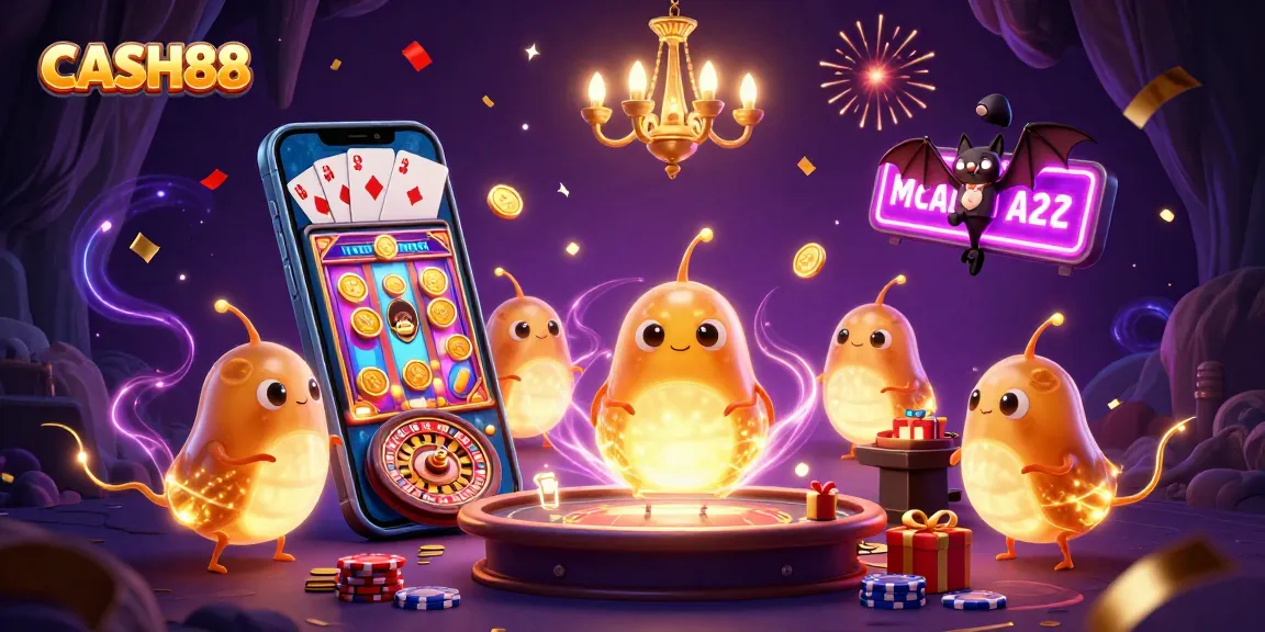 CASH88 illuminates the cave casino with glowworms and a bat dealer, showcasing excitement and gaming.