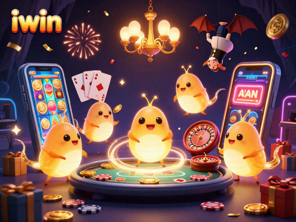 Experience iwin's vibrant casino atmosphere with glowworms illuminating the scene.