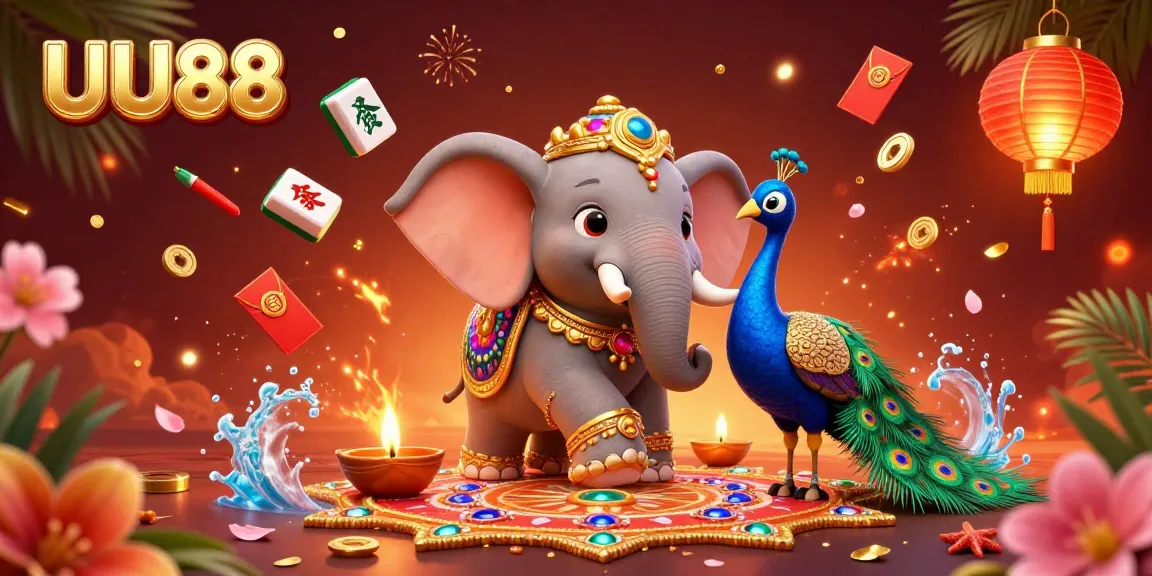 Experience vibrant casino fun with UU88 in this lively 3D illustration featuring colorful characters and gambling elements.