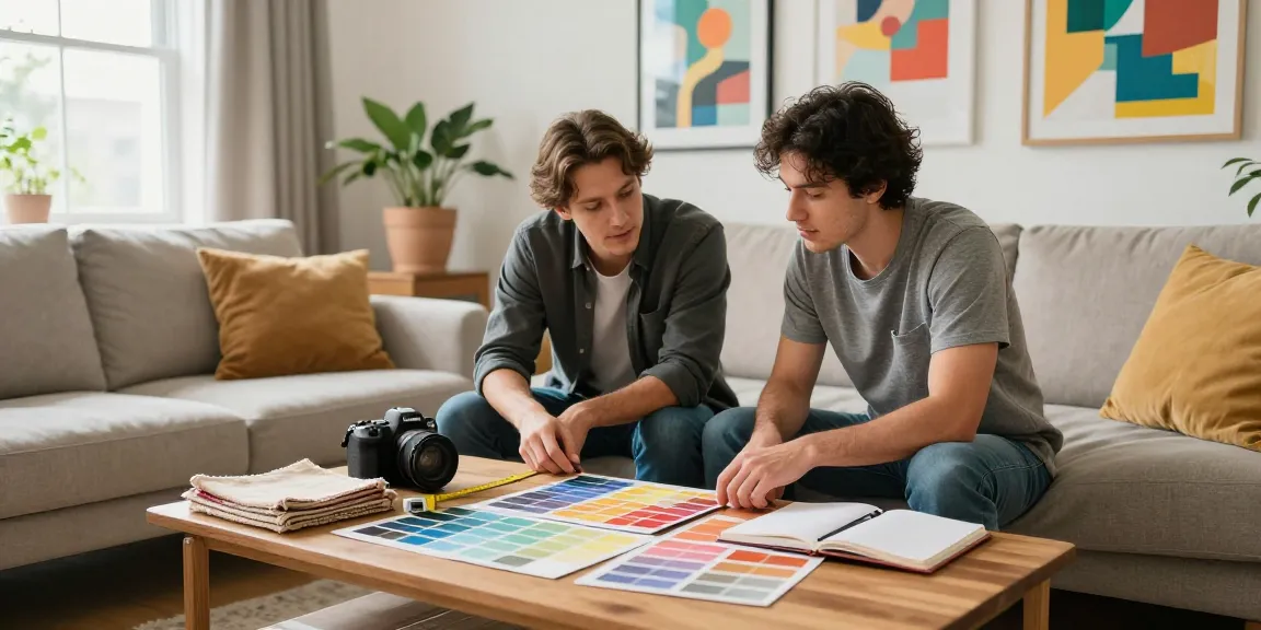 Woning-unie home improvement consultation in a bright modern living room.