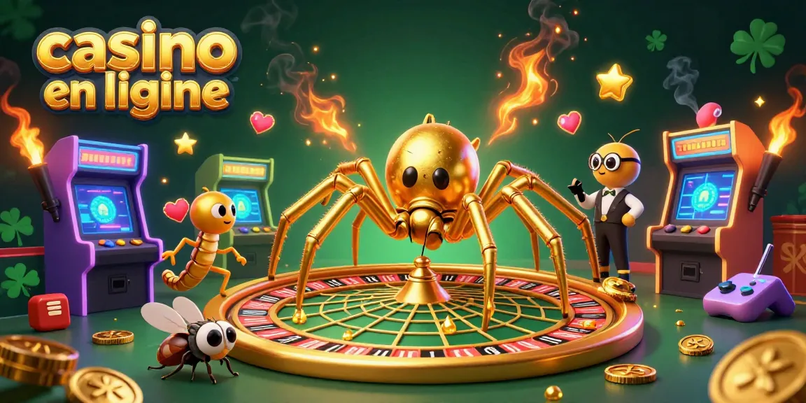Placer des paris sur casino en ligne avec une araignée dorée et un croupier centipède animés.