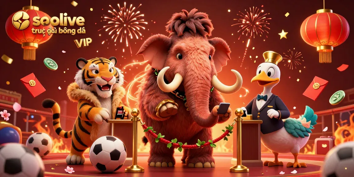 Socolive trực tiếp bóng đá showcases a vibrant 3D scene with dynamic sports elements and engaging characters.
