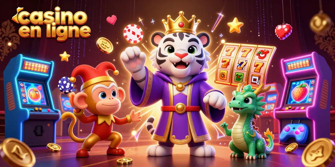Découvrez l'univers des jeux avec ce tigre, singe doré et dragon dans un casino en ligne.