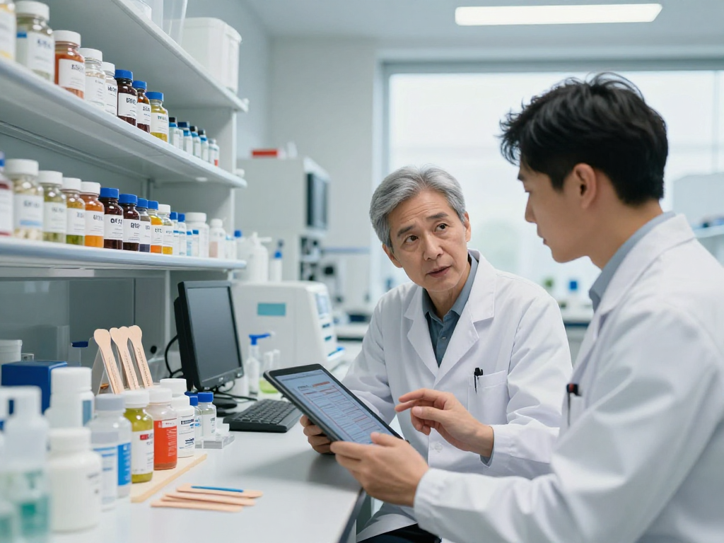 BPC 157 Benefits showcased in a modern lab with researchers analyzing precision compounds.