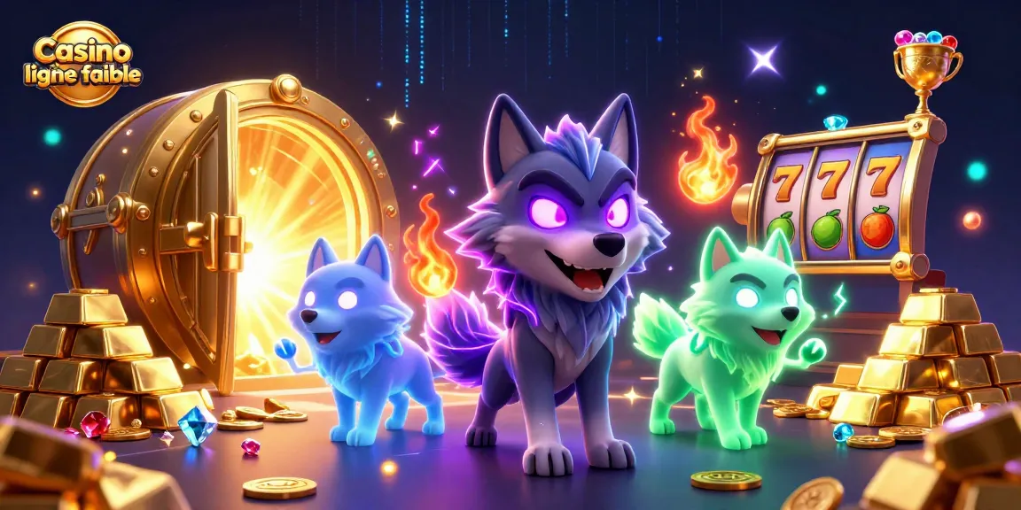 Exciting 3D illustration showcasing Casino en ligne fiable with animated wolf characters and gaming elements.
