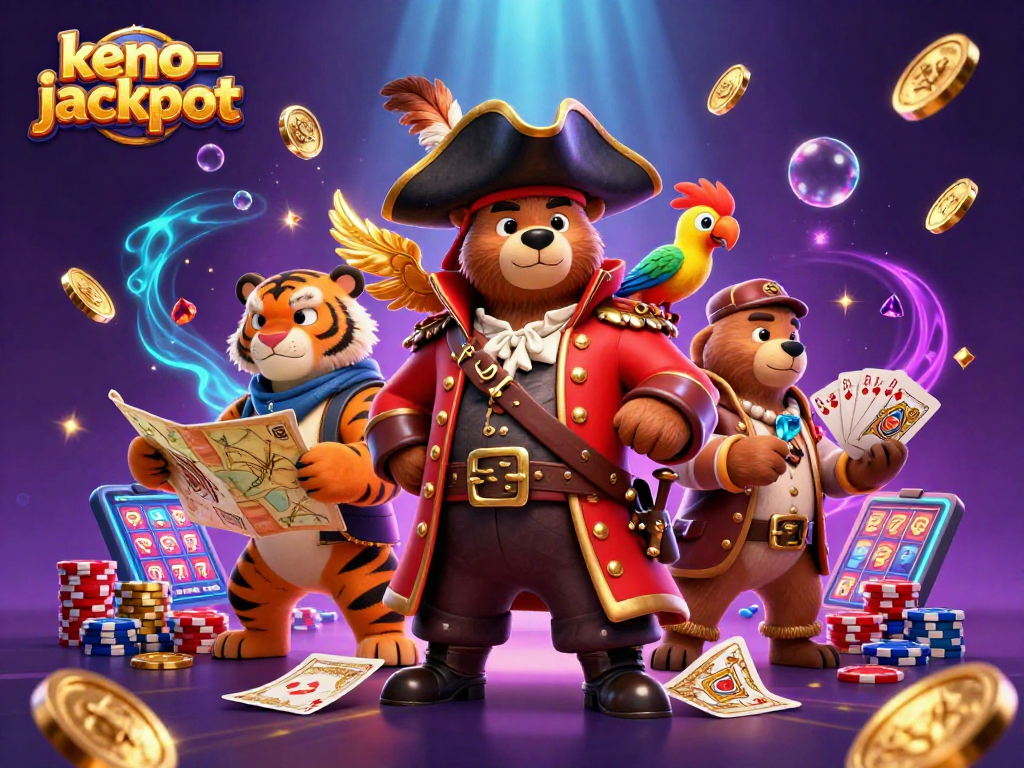 Experience the thrill of keno-jackpot with vibrant visuals of winning moments and characters galore.