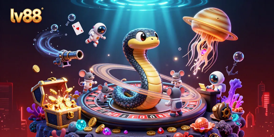 Experience the vibrant energy of lv88 with animated astronaut mice betting on a roulette wheel.