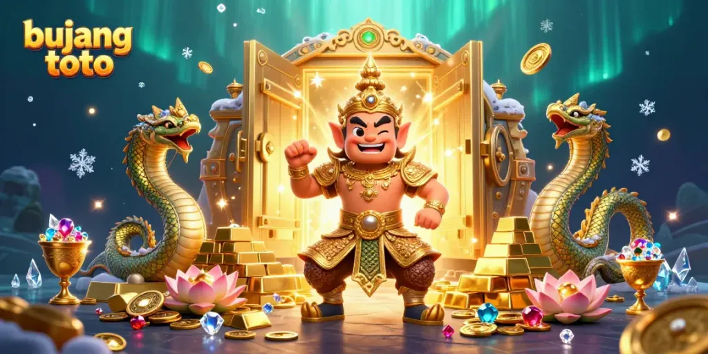 Experience the excitement of bujang toto with a vibrant, treasure-filled 3D casino scene.