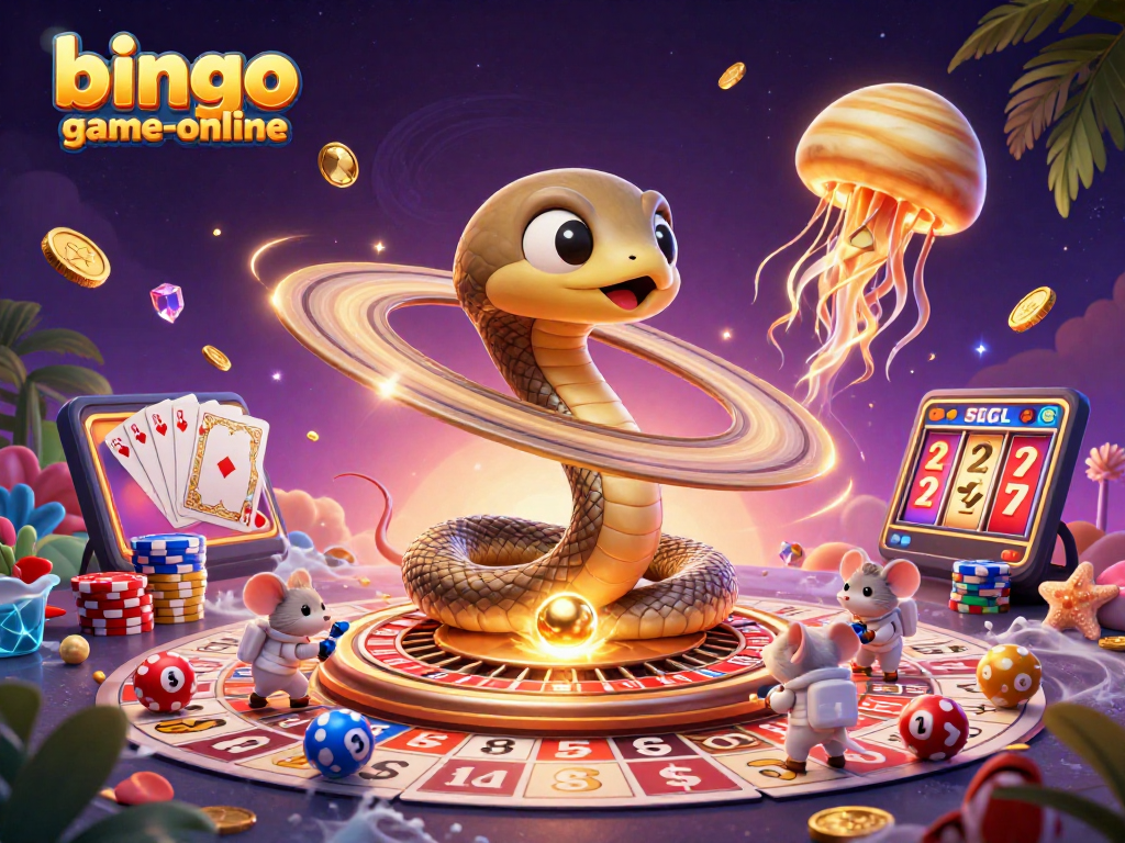 Engage in jackpot excitement at bingo-game-online with swirling bingo cards and vibrant cosmic characters.