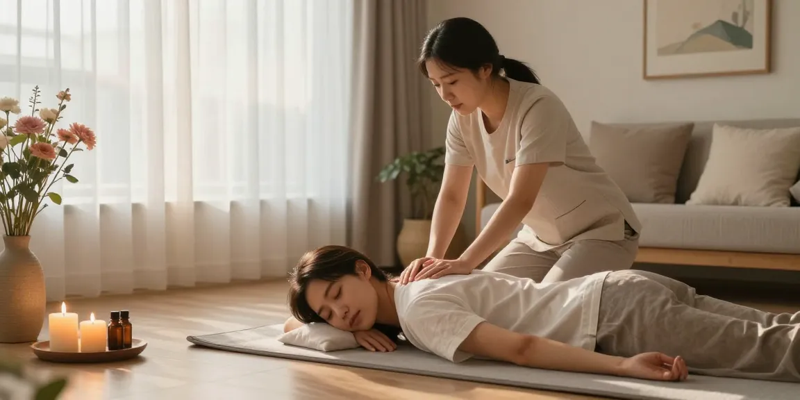 하남출장안마 experience with a professional therapist providing massage in a cozy home environment