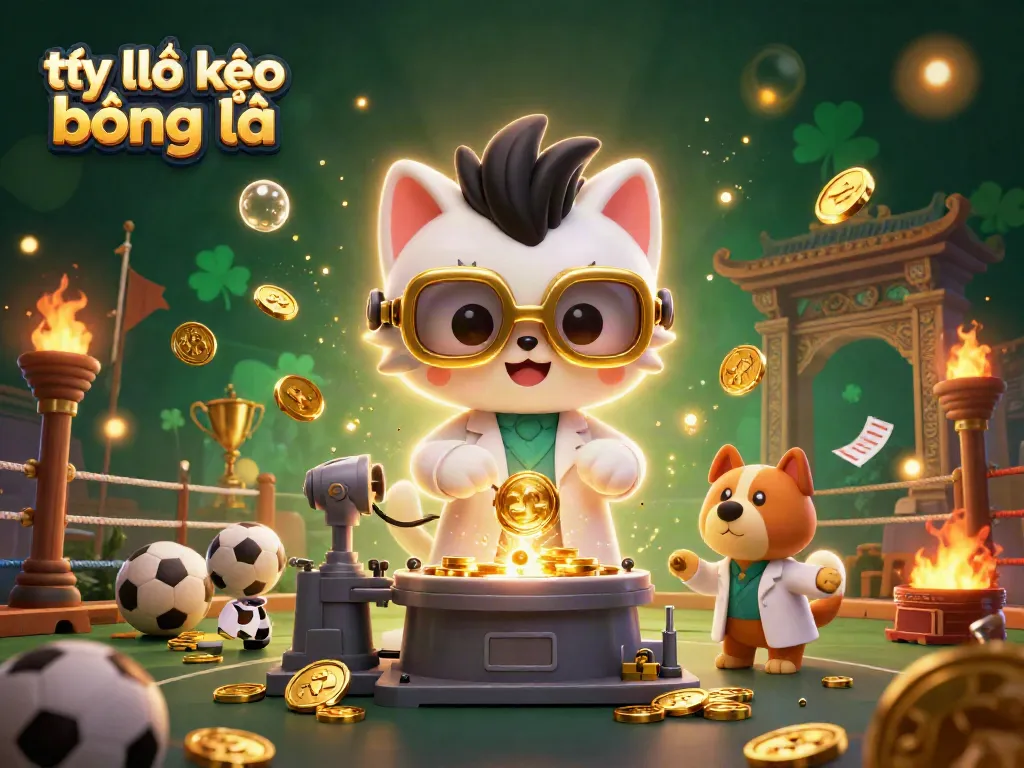 Engage with tỷ lệ kèo bóng đá through a vibrant 3D illustration depicting an exciting sports betting scene filled with dynamic elements.
