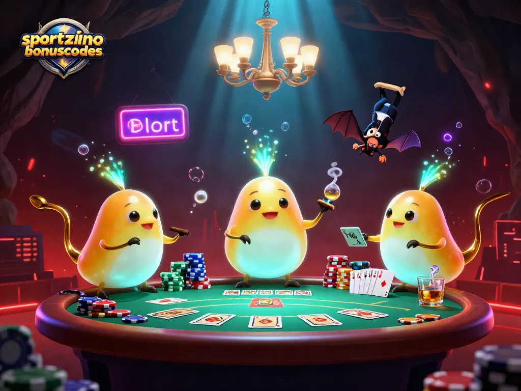 Light up your gaming with sportzinobonuscodes as glowworms illuminate a vibrant cave casino scene.
