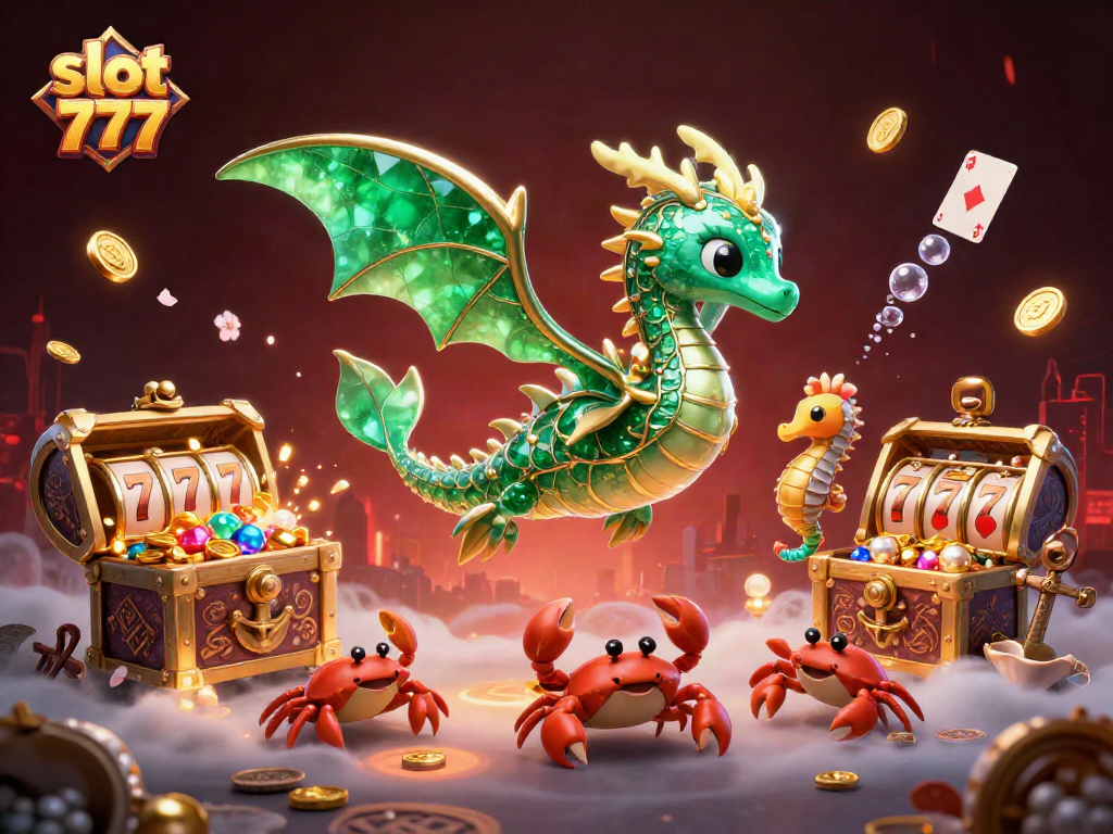 Engage with slot 777 as 3D cartoon characters interact with vibrant casino elements.