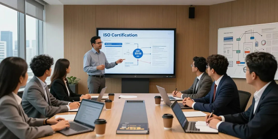 ISO Certification in Pakistan presentation with consultant guiding team through ISO standards benefits.
