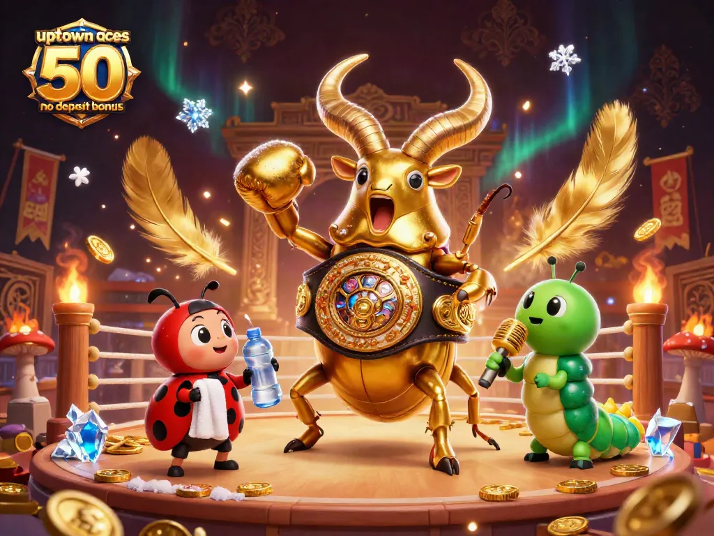Engage with the uptown aces 50 no deposit bonus through a dynamic and exciting illustration of casino-themed characters.