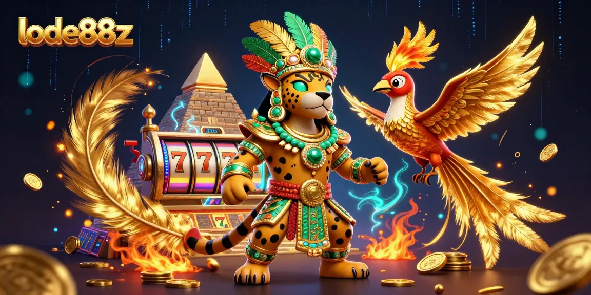 Experience thrilling gameplay with lode88z, featuring a Mayan jaguar priest and dynamic casino elements.