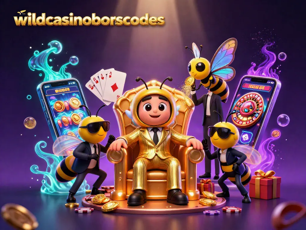 Engage with wildcasinobonuscodes in this dynamic 3D illustration capturing casino excitement.