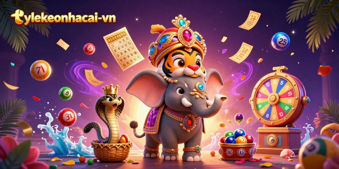 Engage with tylekeonhacai-vn and enjoy thrilling lottery-themed visuals in an exciting digital illustration.