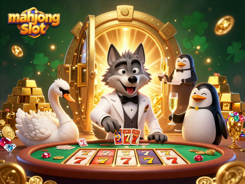 Win big on mahjong slot with a lively 3D illustration showcasing casino adventures.