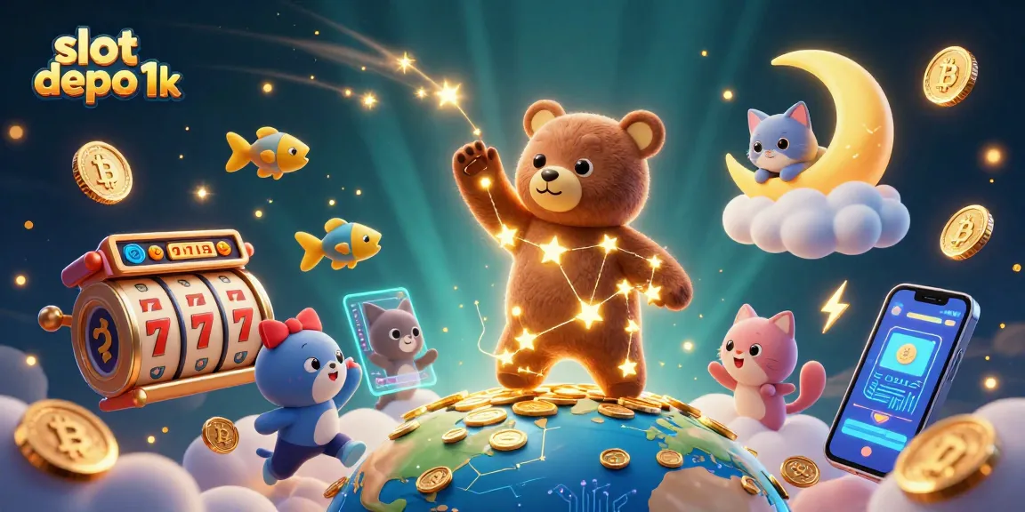 Experience thrilling wins with slot depo 1k in our colorful digital casino illustration.
