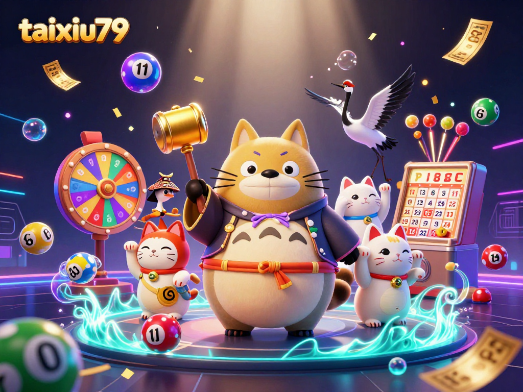 Play Tài Xỉu at taixiu79 with cheerful characters and vibrant gambling elements!