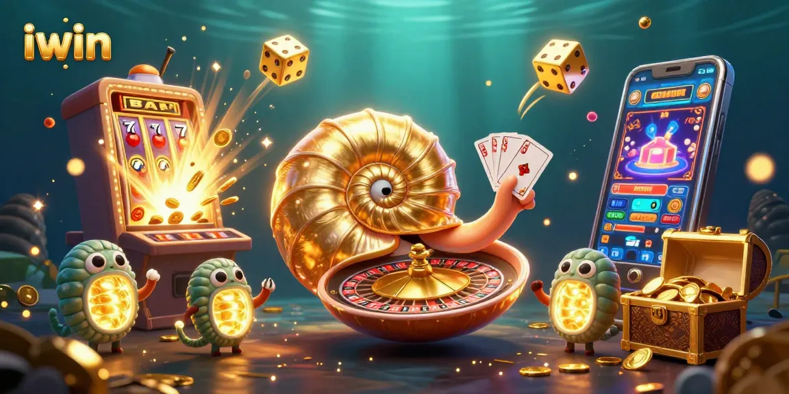 Experience big wins with iwin's vibrant casino scene showcasing an ancient nautilus roulette wheel.