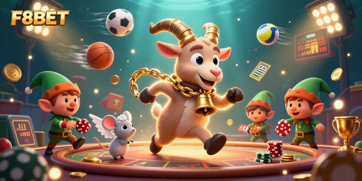 Experience thrilling gaming at F8BET's holiday-themed casino with Krampus, an angel mouse, and mischief-making elves.