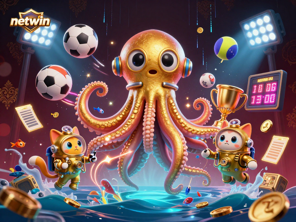 Experience the thrill of netwin with a vibrant, action-packed casino illustration featuring underwater treasures.