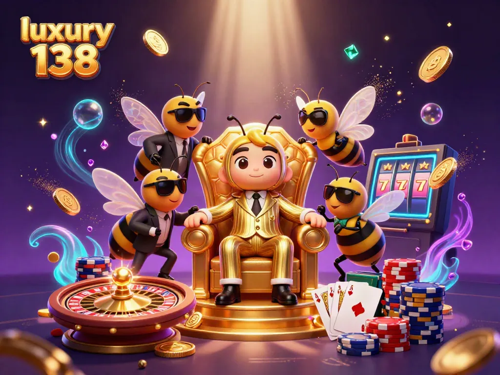 Experience the vibrant world of luxury 138 with a lively casino scene and thrilling game elements.