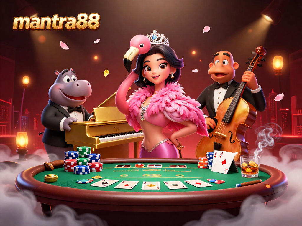 Enjoy a thrilling mantra88 gaming experience with vibrant casino elements and dynamic characters.