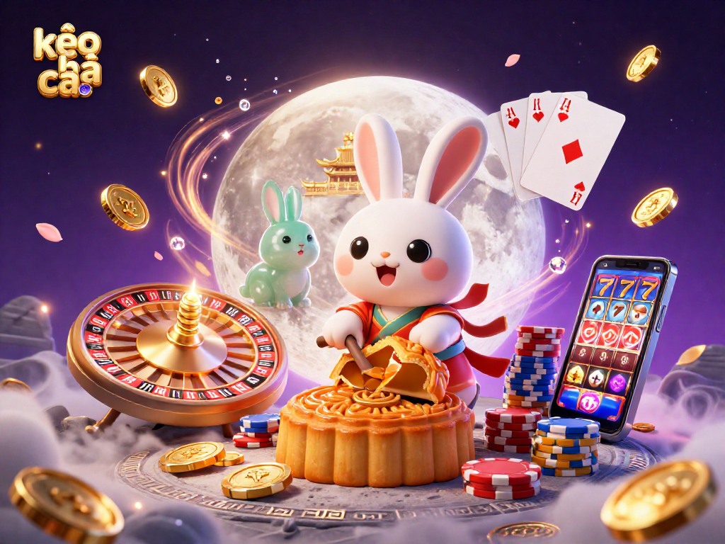Spin and win with the kèo nhà cái as a moon rabbit reveals poker chips from mooncakes.