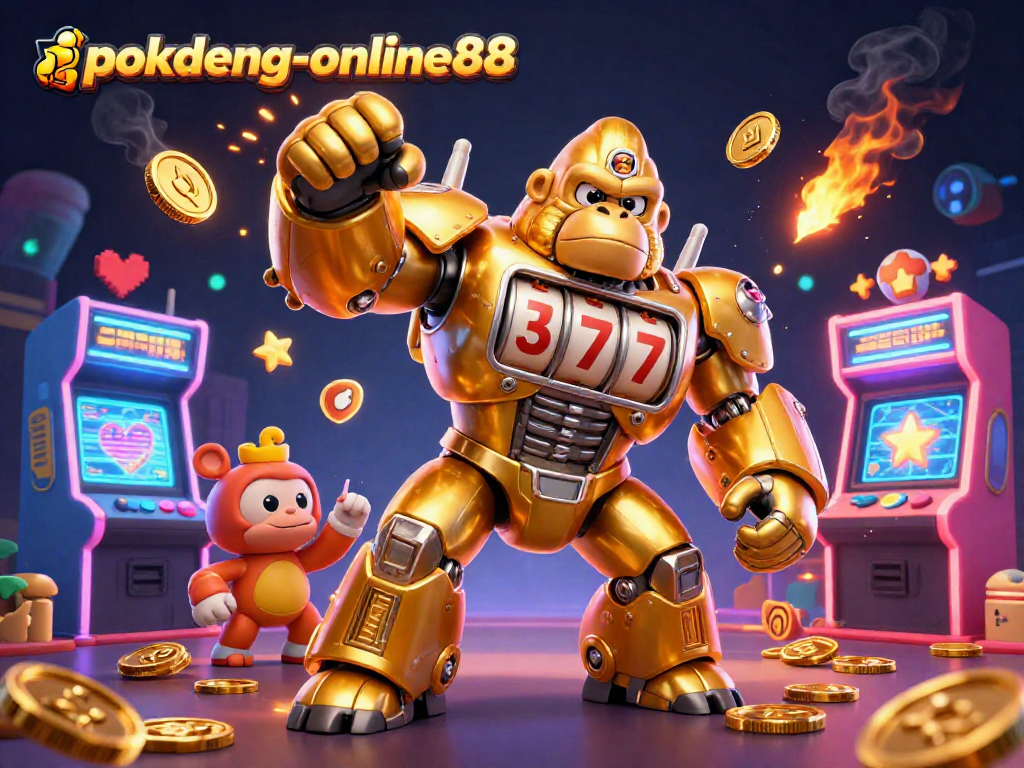 Experience thrilling gameplay at pokdeng-online88 with a dynamic illustration featuring casino elements.
