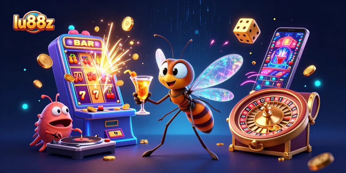 Engage with the vibrant 3D illustration of lu88z casino world featuring lucky symbols and colorful characters.