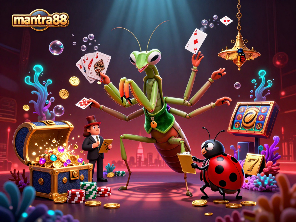 Experience mantra88's thrilling casino atmosphere with vibrant characters and dynamic game elements.