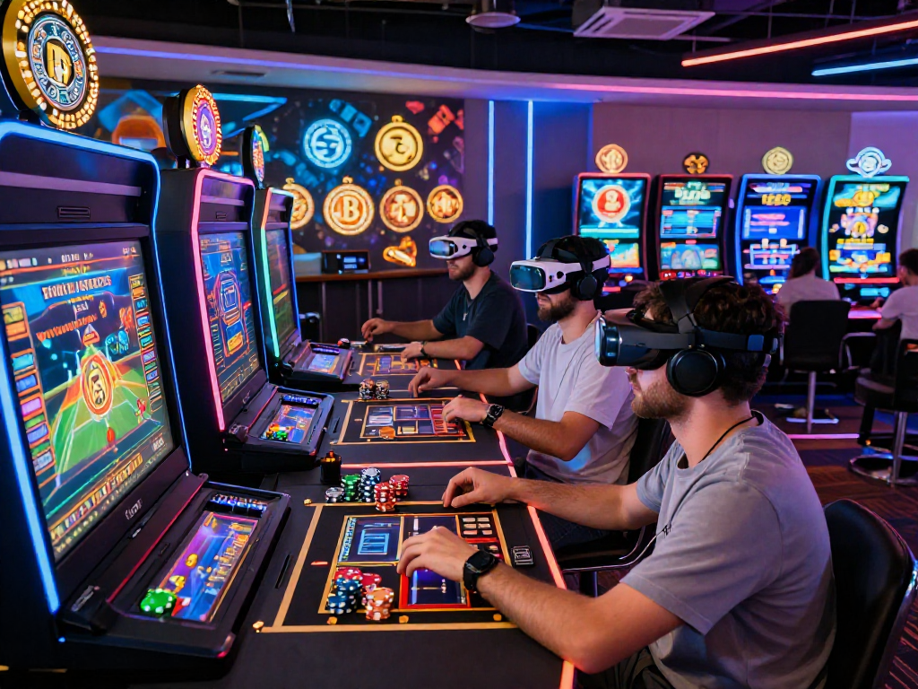 Players enjoying various crypto casino games in a vibrant online gaming environment, reflecting excitement and engagement.
