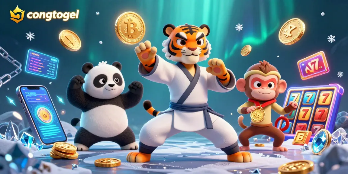 Engage with congtogel in this lively, ultra-detailed 3D casino illustration featuring a kung fu tiger and slot elements.