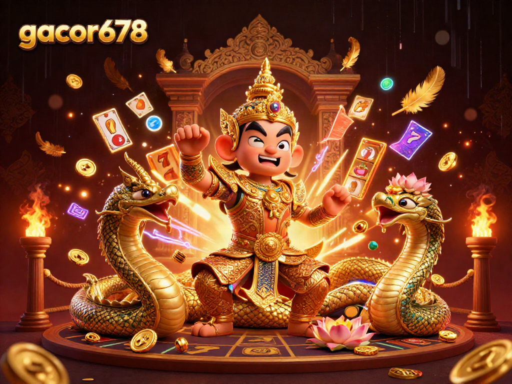 Engage in thrilling gameplay with gacor678 featuring a vibrant 3D casino scene filled with jackpots and symbols.