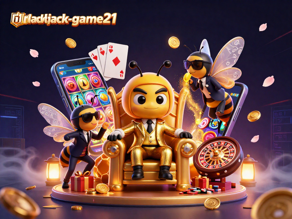 Experience high-stakes fun with blackjack-game21 in a vibrant 3D casino scene.